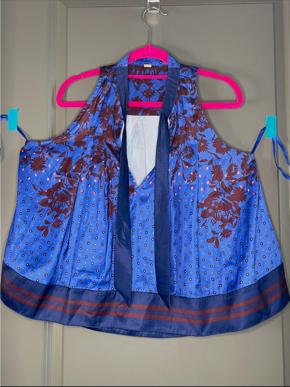 Free People Blue babydoll romantic flow top blouse Med